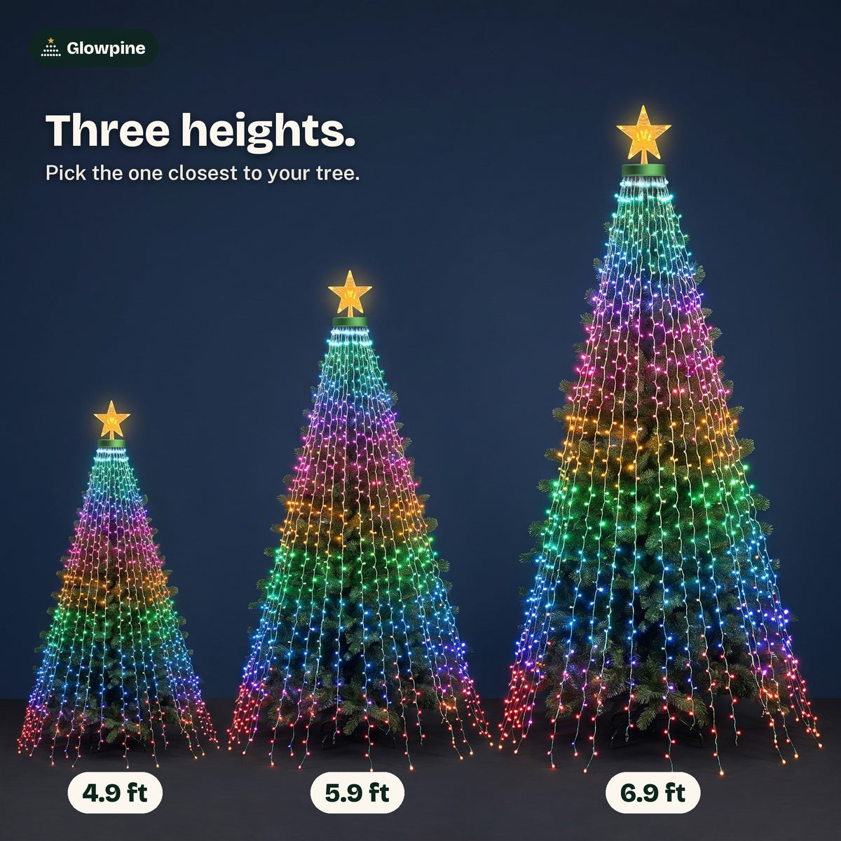 Three heights: 4.9 ft, 5.9 ft and 6.9 ft